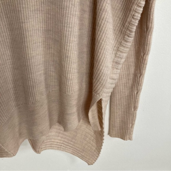 AllSaints Keld V-Neck Merino Wool Ribbed Sweater Color Almond  Marl Sz S - Picture 10 of 12